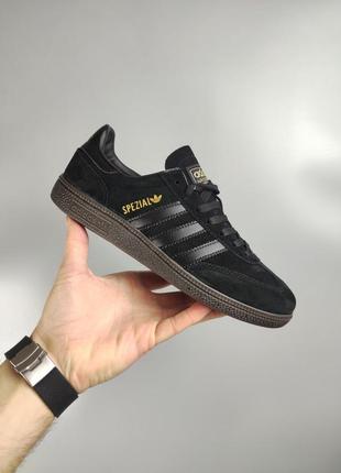 Чоловічі кросівки adidas handball spezial black з натуральної замші