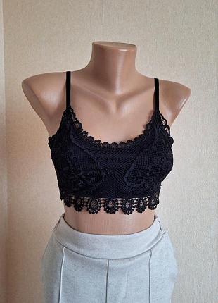 Топ бралет topshop бралет черный топик кружевной кружевидной бюстик бюстгальтер лифчик