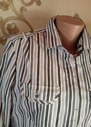 Женская стильная рубашка в актуальную полоску с накладными карманами 54-52р4 фото