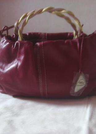 Маленькая сумочка tula, кожа, оригинал, цвет dark pink4 фото