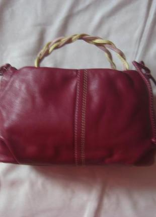 Маленькая сумочка tula, кожа, оригинал, цвет dark pink7 фото
