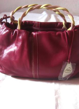 Маленькая сумочка tula, кожа, оригинал, цвет dark pink8 фото