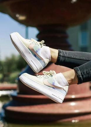 Кроссовки nike air force 1 sage low lx beige/pale blue-pink кросівки