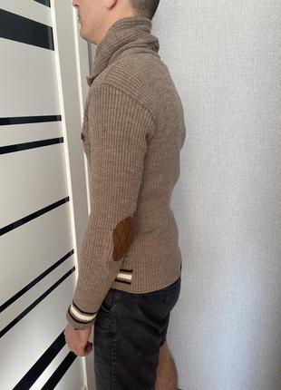 Чоловічий светр, бежевий з великою горловиною3 фото