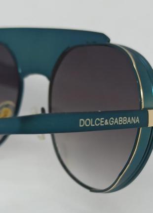 Очки в стиле dolce & gabbana унисекс солнцезащитные серо фиолетовый градиент в бирюзовой оправе9 фото
