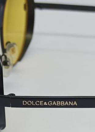 Очки в стиле dolce & gabbana унисекс солнцезащитные желтые в черной металлической оправе5 фото