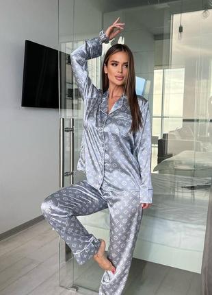 Стильна жіноча шовкова піжама, домашній костюм2 фото