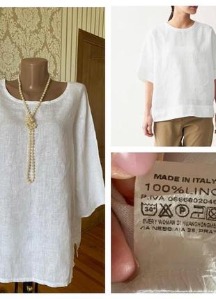 100% льон білосніжна блузка бохо італія