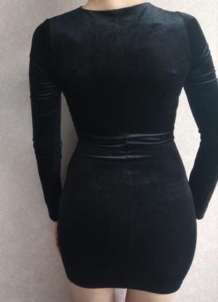 Плаття велюрове,плвття довгий рукав,плаття чорне велюр,плаття класичне,плаття облягаюче3 фото