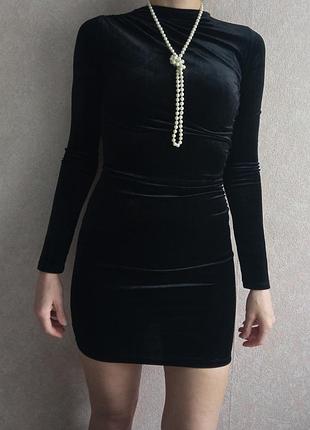 Плаття велюрове,плвття довгий рукав,плаття чорне велюр,плаття класичне,плаття облягаюче