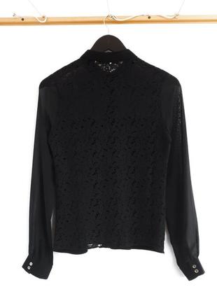 Черная блуза с прозрачными рукавами и верхом кружевная спина3 фото