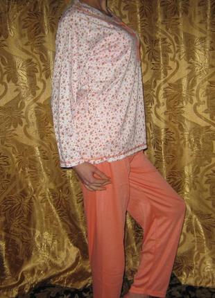 Пижама женская оранжевый цветочный принт 100% хлопок размер м (46) антиаллергенна2 фото