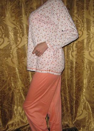 Пижама женская оранжевый цветочный принт 100% хлопок размер м (46) антиаллергенна4 фото