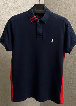 Синяя футболка поло polo ralph lauren