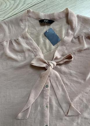 Блуза шифонова бант пудрова літня2 фото