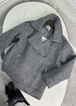 Куртка бомбер шерстяной серый под zara1 фото