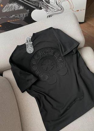 Футболка с принтом chrome hearts бежевая и черная2 фото