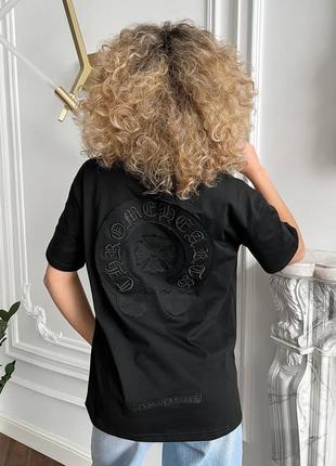 Футболка с принтом chrome hearts бежевая и черная3 фото