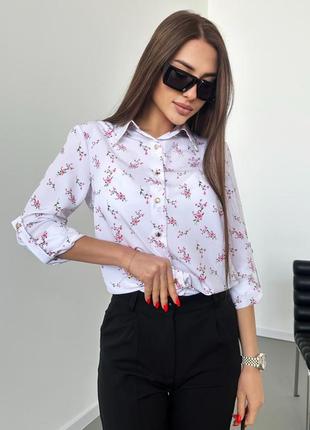 Рубашка блузка цветочный принт3 фото