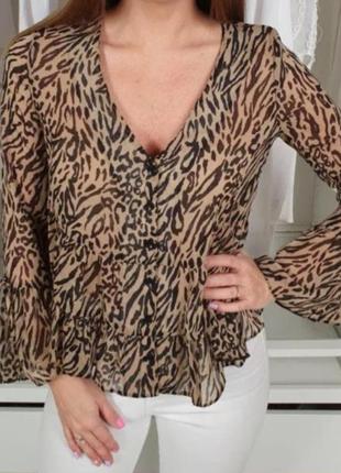 Леопардова блуза блузка uk 14 primark