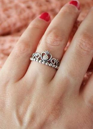 Кольцо тиара принцессы pаndora с камнями серебро 925, кольца
