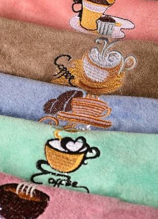 Полотенца мягкие, вышивка кофе☕