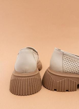 Жіночі лофери туфлі натуральна шкіра бежеві 36-40 лофферы туфли женские guero туреччина4 фото