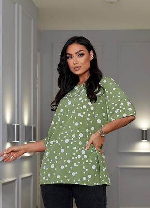 Жіноча принтована блуза софт вільного крою якісна літня з короткими рукавами