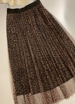 Нарядная юбка плиссе в леопардовом принте