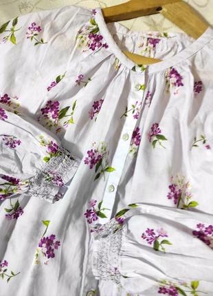 Блуза в квітковий принт з пишними рукавами uk 146 фото