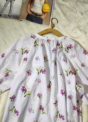 Блуза в квітковий принт з пишними рукавами uk 147 фото