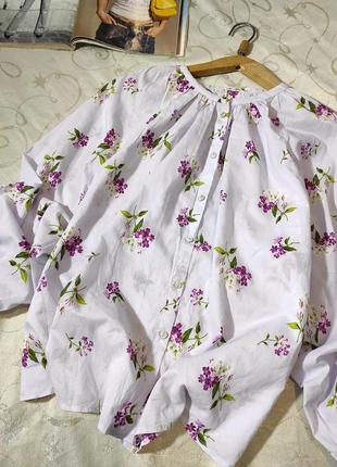 Блуза в квітковий принт з пишними рукавами uk 143 фото