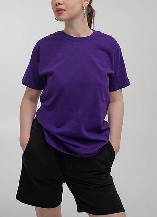 Фіолетова💜базова футболка унісекс fruit of the loom oversize unisex 33 кольори на вибір1 фото