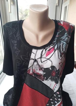 Брендовая вискозная трикотажная блуза блузка футболка большого размера батал4 фото