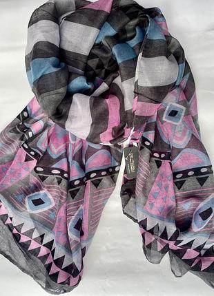 Шарф весняний сіро-рожевий