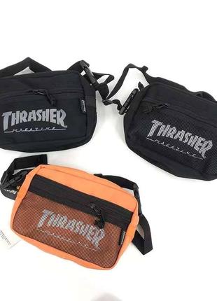 Месенджер thrasher bag чорний / помаранчевий барсетка / сумка