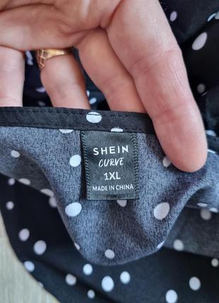 Чорна літня блуза блузка в горох з баскою на запах від shein xl8 фото