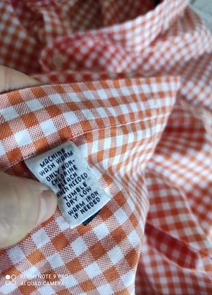 Сорочка рубашка клітинка помаранчевий 🍊 білий  вінтаж  оригінал бавовна 💯  ralph lauren 🐎 ,l7 фото