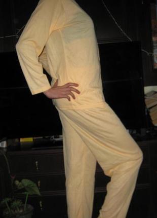 Пижама женская желтая и кремовая 100% хлопок размер м (46) на пуговицах