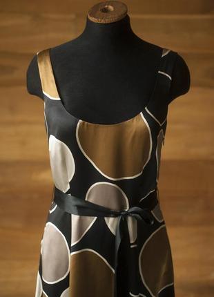 Чорна шовкова сукня з абстрактним принтом міді жіноча laura ashley, розмір xs, s2 фото