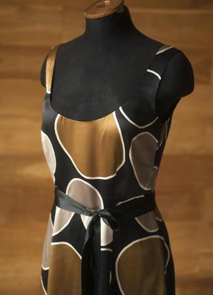 Чорна шовкова сукня з абстрактним принтом міді жіноча laura ashley, розмір xs, s3 фото