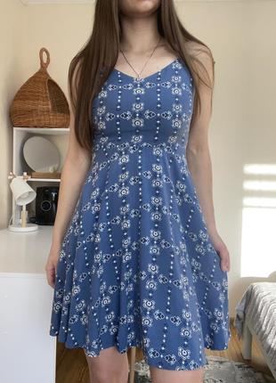 Плаття gap,сукня синього кольору,блакитна сукня,сукня в квітковий принт
