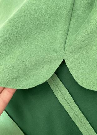 Гарна сорочка куртка на кнопках екозамш зелена с 8-108 фото