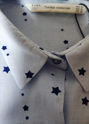 Zara  актуальна сорочка рубашка оверсайз зірки бренд zara зара trafaluc collection, р.м.4 фото