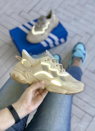 Adidas ozweego прекрасные женские кроссовки адидас в кофейном цвете рефлективные (36-40)2 фото