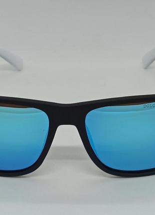 Очки в стиле dolce & gabbana мужские солнцезащитные голубые зеркальные поляризованные в черно белой оправе2 фото