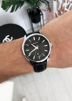 Чоловічий кварцовий наручний годинник curren 8365 silver-black6 фото