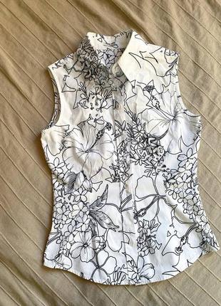 Miu miu b&w floral cotton blouse prada1 фото