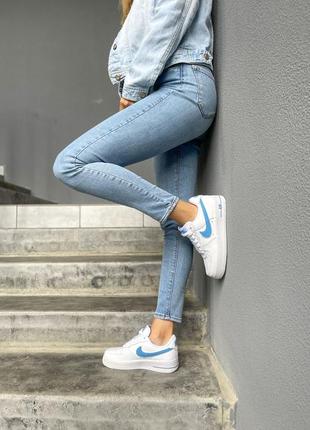 Женские кроссовки nike air force 1 sky blue,кожанные демисезонные