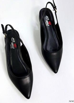 Мюли туфли черные с острым носком закрытым открытой пяткой5 фото